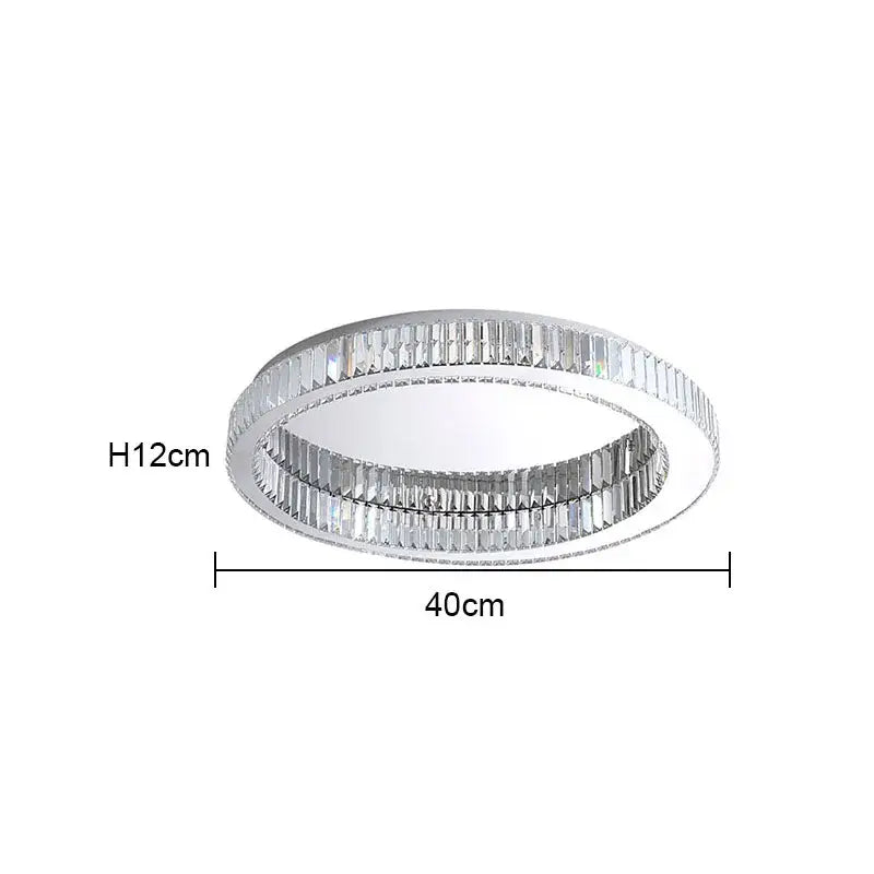 Silver-toned decorbites crystal round ceiling lamp with two concentric rings and faceted crystal elements for living room decor