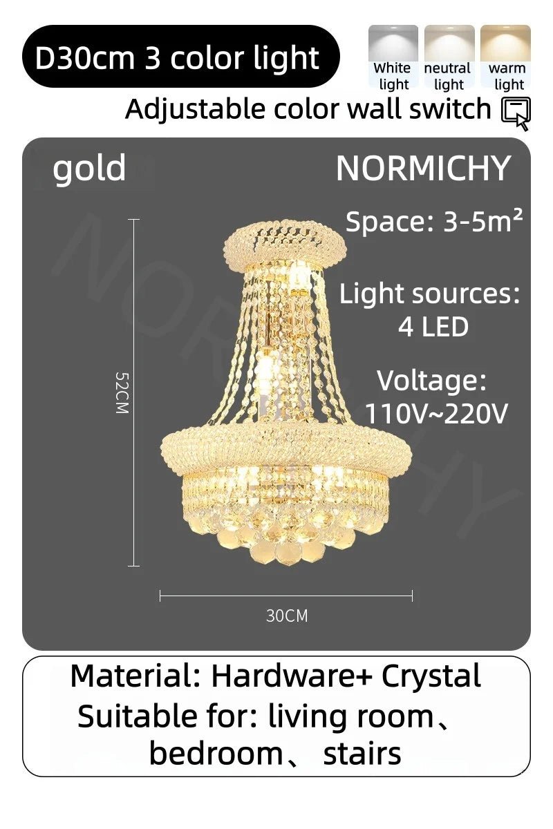 Modern Crystal Staircase Chandelier in Gold or Black - Decorbites