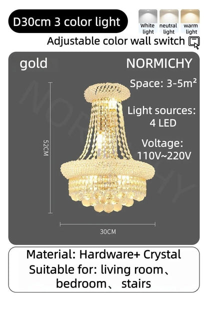 Modern Crystal Staircase Chandelier in Gold or Black - Decorbites