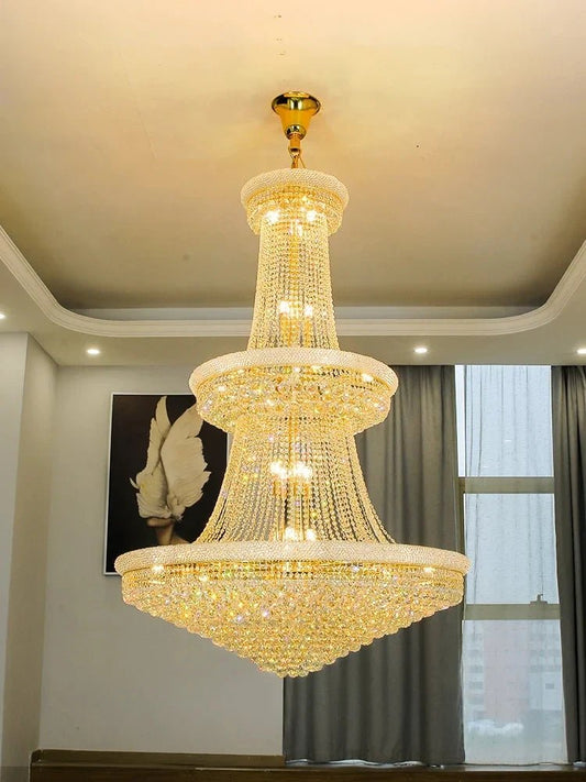 Modern Crystal Staircase Chandelier in Gold or Black - Decorbites