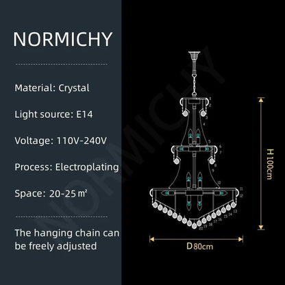 Modern Crystal Staircase Chandelier in Gold or Black - Decorbites