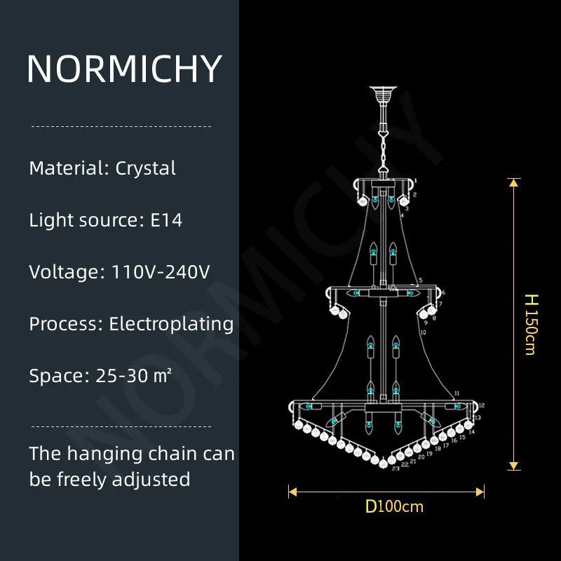 Modern Crystal Staircase Chandelier in Gold or Black - Decorbites