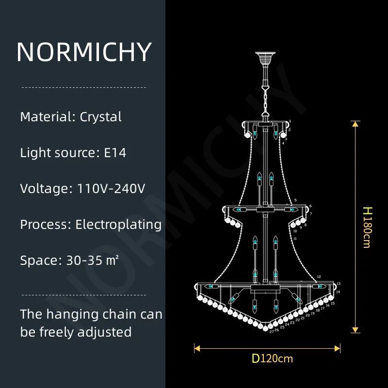 Modern Crystal Staircase Chandelier in Gold or Black - Decorbites