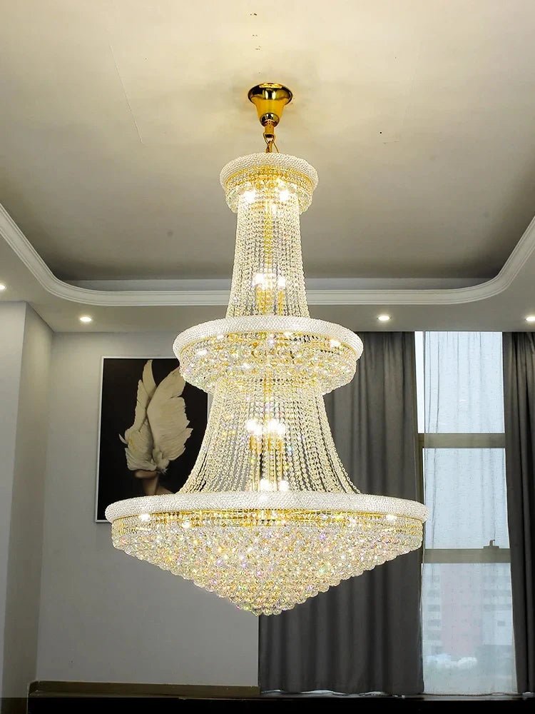 Modern Crystal Staircase Chandelier in Gold or Black - Decorbites