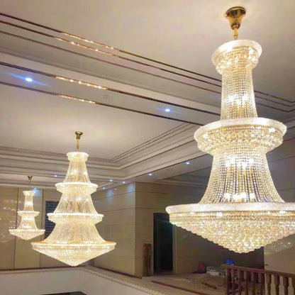 Modern Crystal Staircase Chandelier in Gold or Black - Decorbites