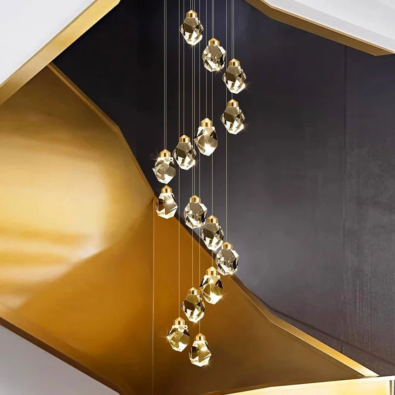 Modern Crystal Staircase Chandelier Pendant Light - Decorbites