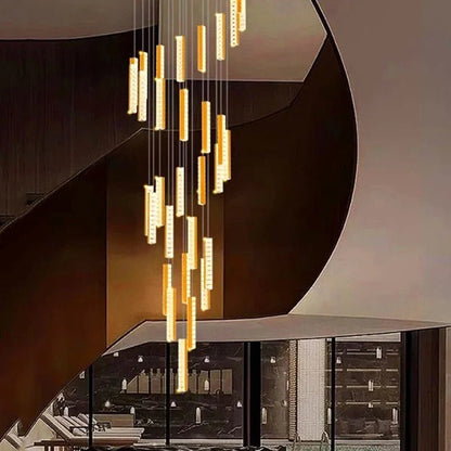 Modern Crystal Stairwell Pendant Light in Iron - Decorbites