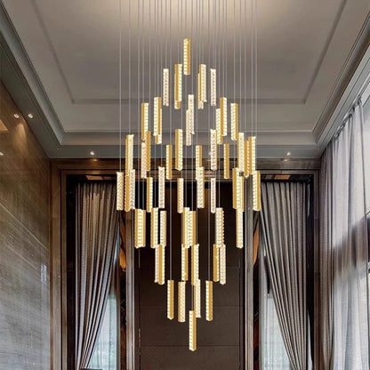 Modern Crystal Stairwell Pendant Light in Iron - Decorbites