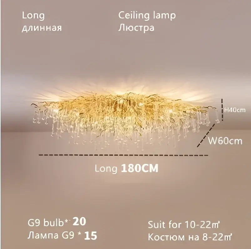 Modern crystal teardrop gold chandelier with cascading crystal strands and 20 g9 bulbs for elegant living room decorbites crystal teardrop