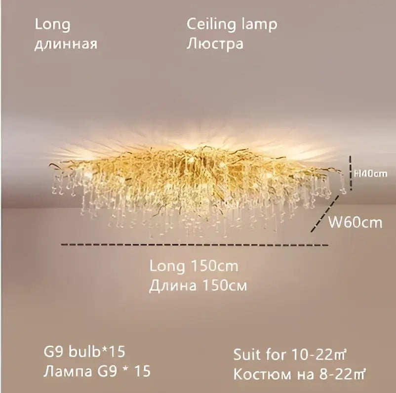 Modern crystal teardrop gold chandelier with radiant cascading design for elegant living room decorbites crystal teardrop