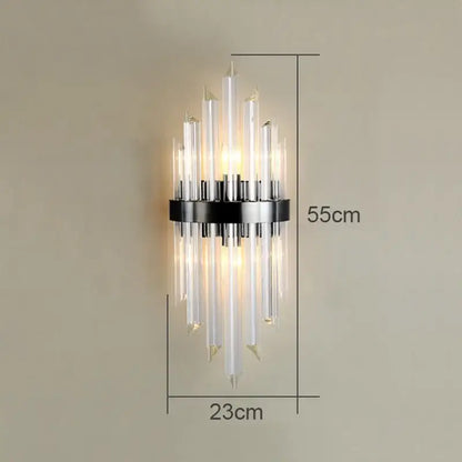 Modern chrome and clear glass wall lamp with a black ring crystal wall lamp for living room decorbites crystal wall