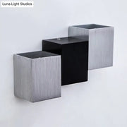 Modern cubic wall sconce porch direct wired electric in brushed silver and matte black with maximum bulb wattage