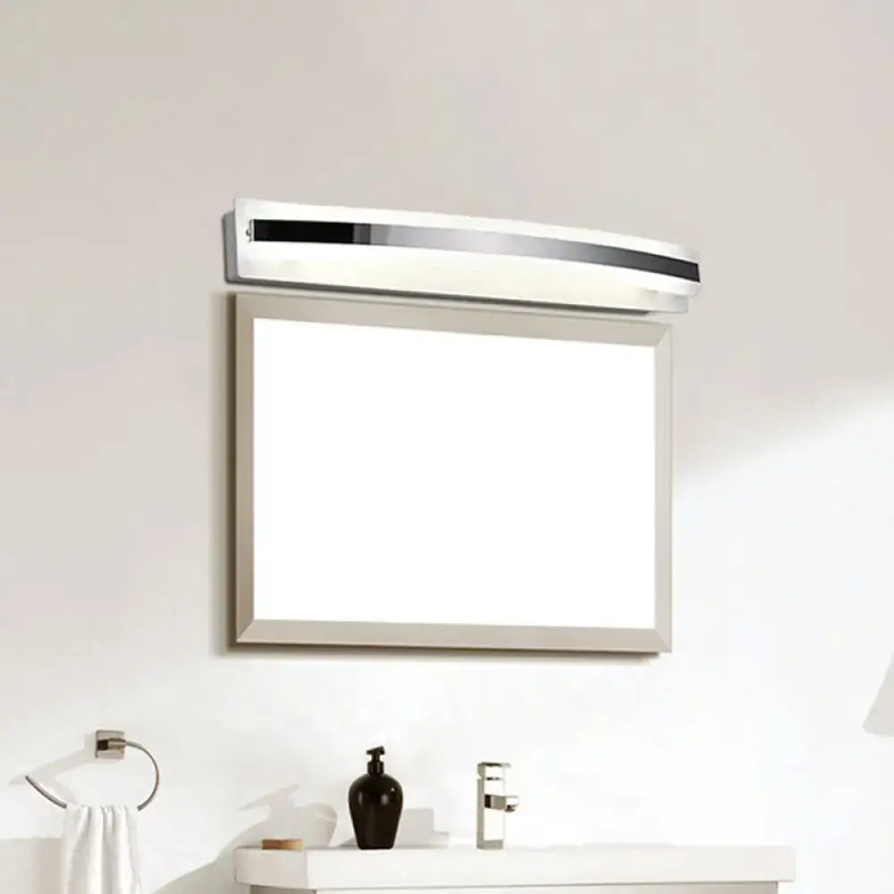 Modern curved black and white bathroom vanity light with chrome finish and warm white led color temperature