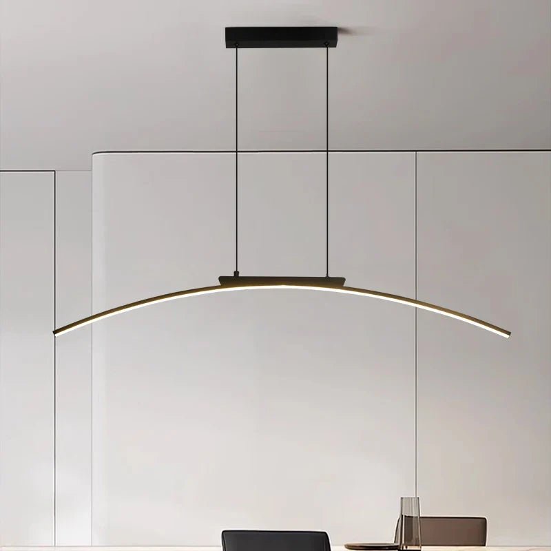 Modern Curved Bridge LED Pendant Light in Black or Gold - Decorbites