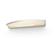 Modern curved led vanity sconce with chrome finish and warm led lighting for bathroom use
