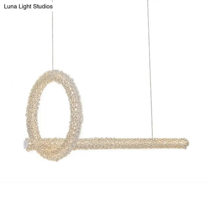 Modern cut crystal brass ceiling light with gold-toned woven pendant design for kitchen island 110v-120v