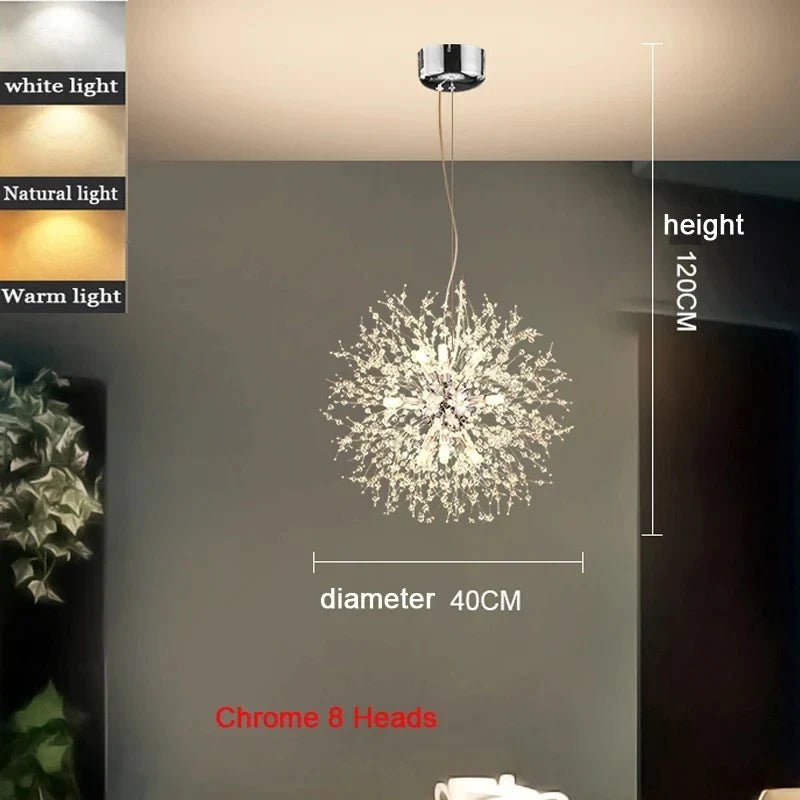 Modern Dandelion Starburst Pendant Light In Chrome - Decorbites