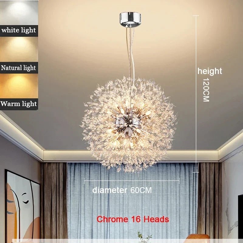 Modern Dandelion Starburst Pendant Light In Chrome - Decorbites