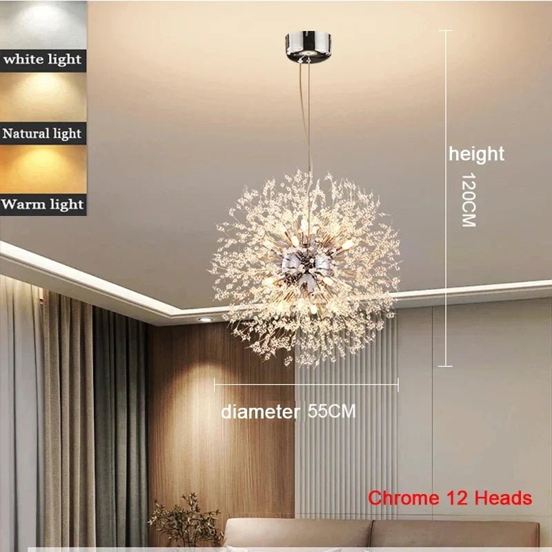 Modern Dandelion Starburst Pendant Light In Chrome - Decorbites