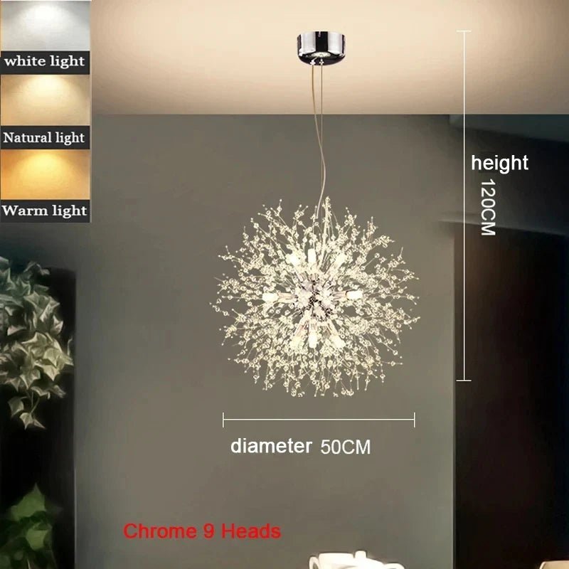 Modern Dandelion Starburst Pendant Light In Chrome - Decorbites