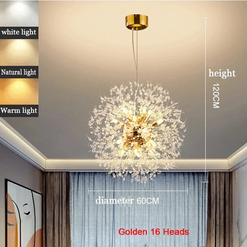 Modern Dandelion Starburst Pendant Light In Chrome - Decorbites