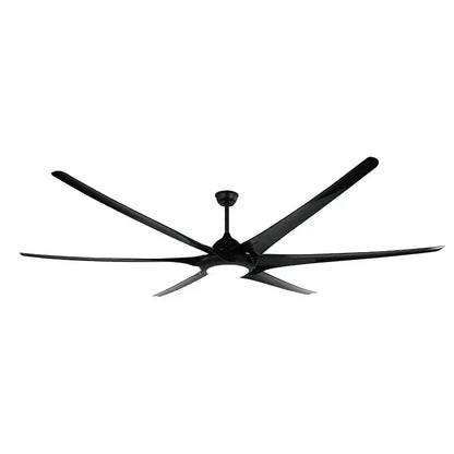 Modern dark bronze 100 inch large ceiling fan with sleek black blades and central light fixture for living room use