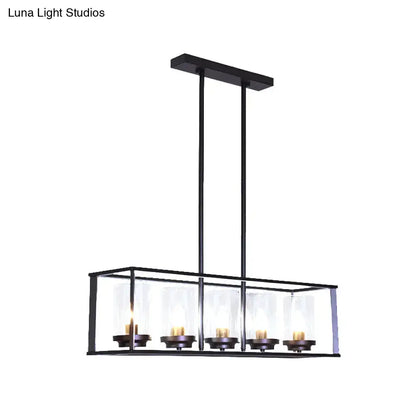Decorbites classic black island pendant light with five warm bulbs and clear glass shade for dining room