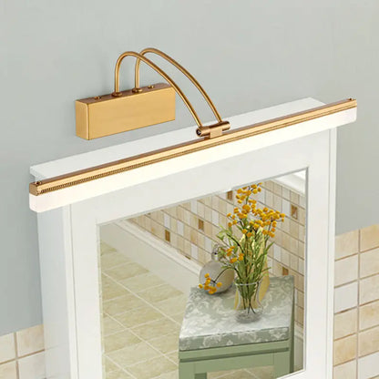 Gold-finished modern wall light with integrated led strip and adjustable color temperature, 24 inches wide for bathroom vanity
