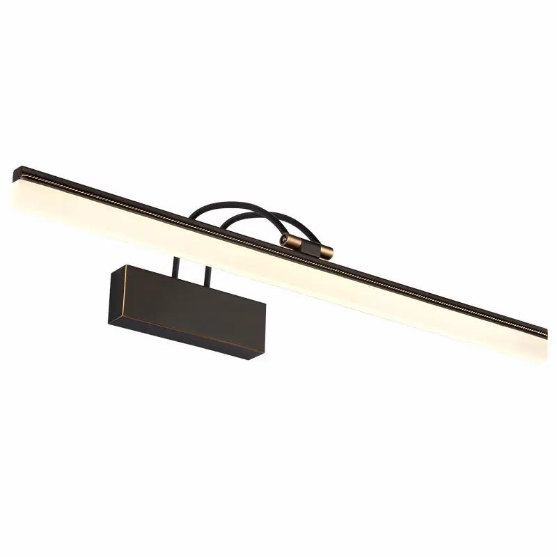 Modern dark bronze led wall light vanity fixture with sleek rectangular design and warm white color temperature