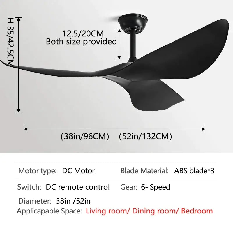 Modern dark brown wood ceiling fan with sleek black abs blades and matte finish designed for living room use