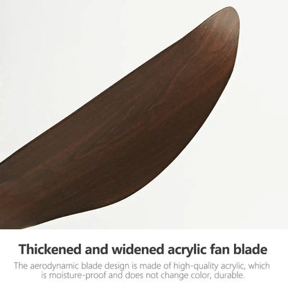Sleek dark brown thickened acrylic fan blade with glossy finish for modern ceiling fan with dc remote control