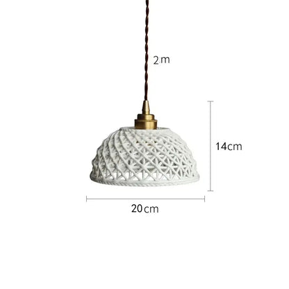 White woven pendant lamp with brass top and twisted cord for modern dark gray ceramic led pendant bedroom lighting