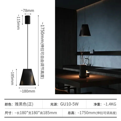 Modern dark and natural decorbites adjustable wooden chandelier with black matte pendant light and adjustable height for dining room