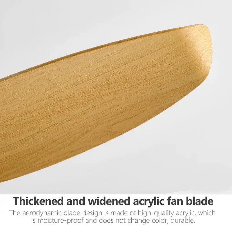A sleek light golden acrylic ceiling fan blade with wood grain texture for modern dark wood ceiling fan with led light remote control