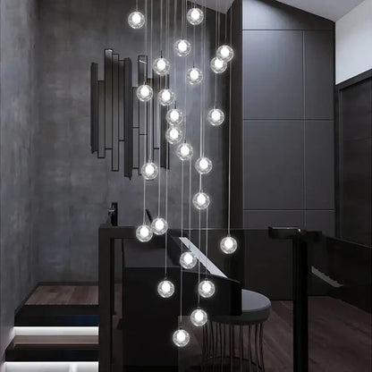 Modern decorbites bubble led chandelier with cascading clear glass globe pendant light for dining room lighting