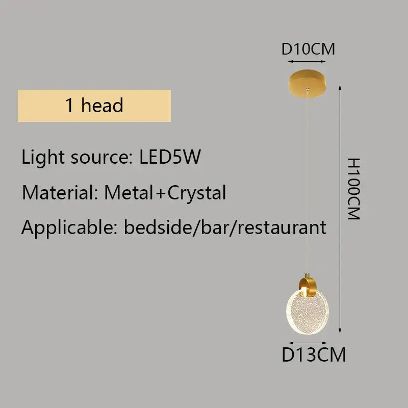 Gold-toned decorbites crystal led orb pendant light with spherical crystal globe metal frame and led 5w bulb for living room