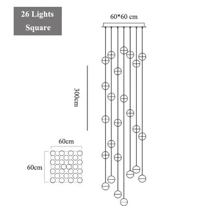 Modern decorbites crystal led chandelier featuring 26 spherical lights in a metallic finish for living room pendant light