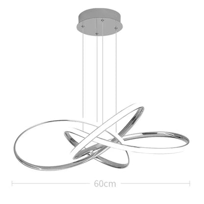 Modern chrome-finished decorbites gold ring led chandelier with interlocking circular rings for dining room lighting
