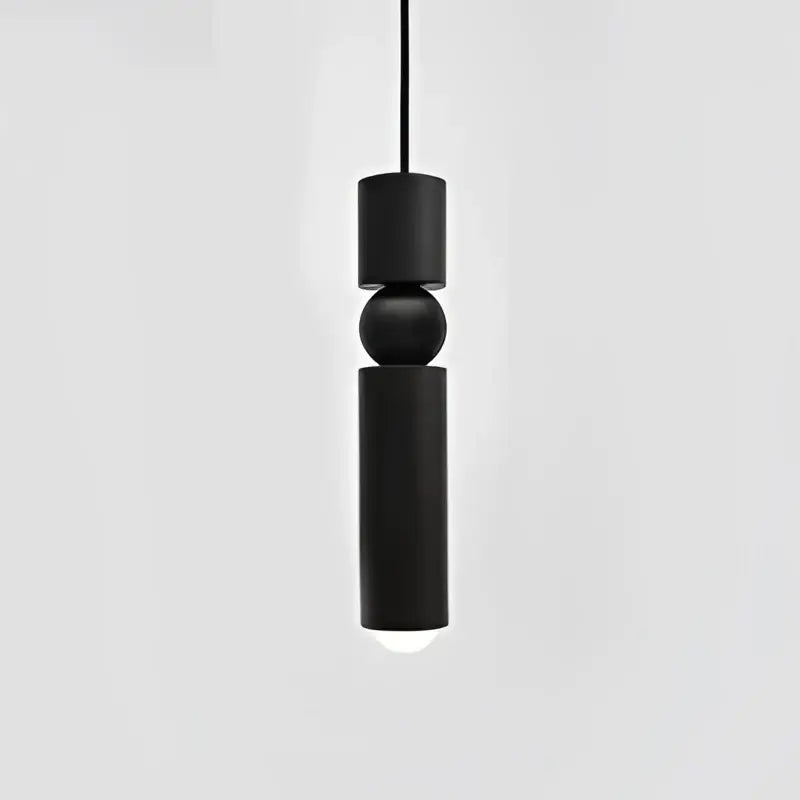 Black cylindrical pendant light with central spherical accent in modern decorbites golden led chandelier for dining room