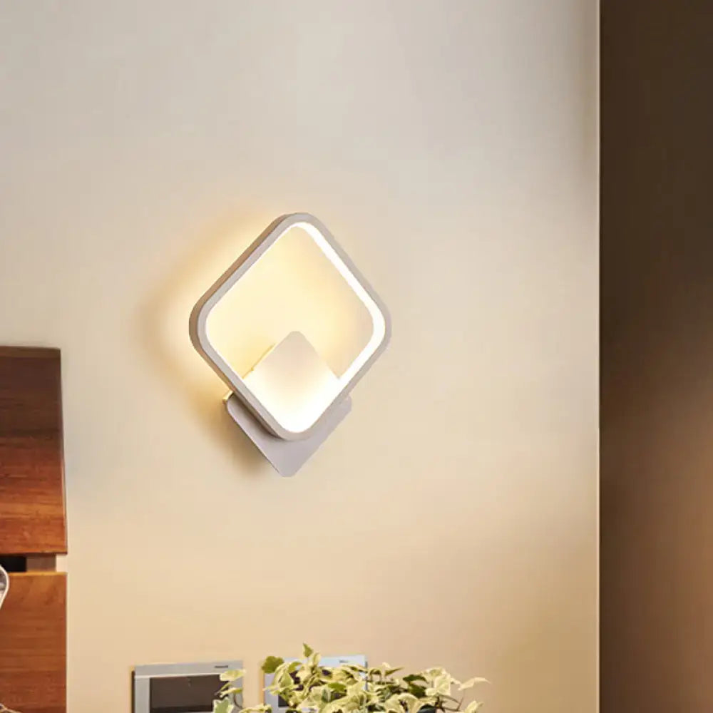 Modern diamond white led wall lamp featuring a sleek square design with soft ambient lighting for bedroom use