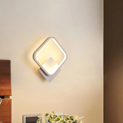 Modern diamond white led wall lamp featuring a sleek square design with soft ambient lighting for bedroom use