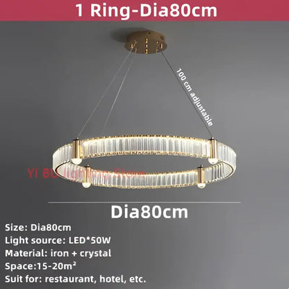 Modern double ring crystal ceiling chandelier with gold-toned iron frame and 50 led lights by decorbites crystal ceiling