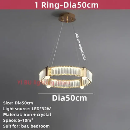 Modern double ring crystal ceiling chandelier in gold tone with clear crystal accents and led lighting for decorbites crystal ceiling decor