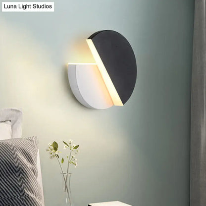 Modern double semicircle black and white wall lamp with sleek design and warm led glow for bedroom sconce lighting