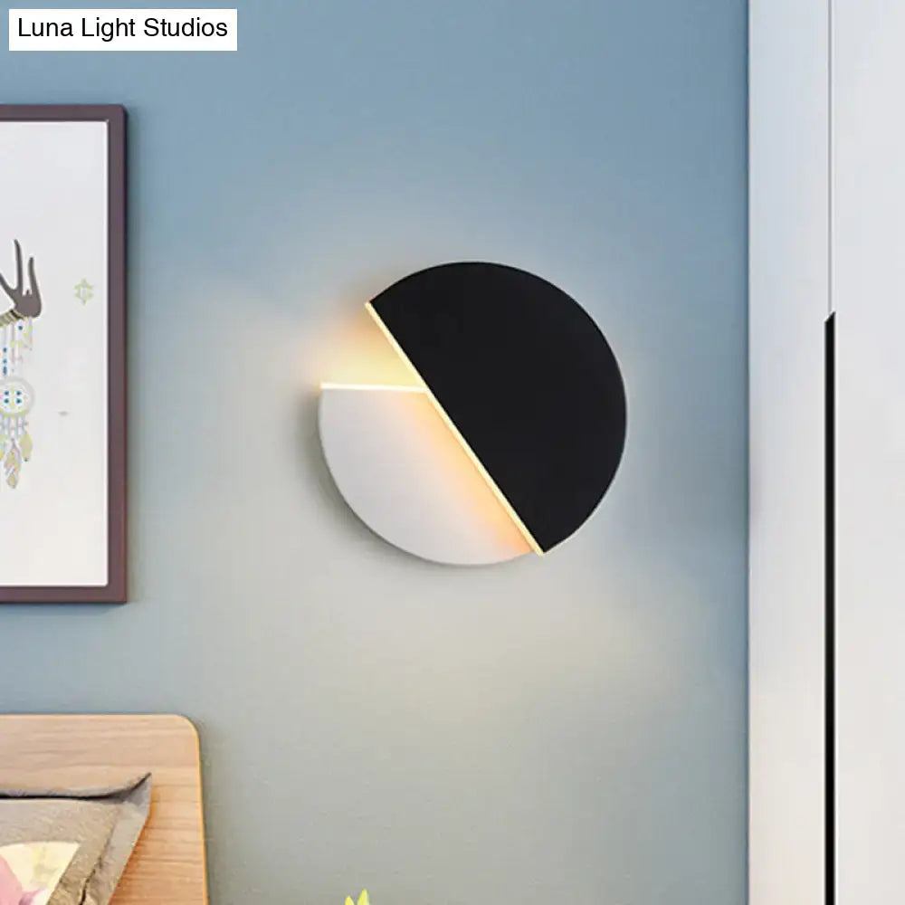 Modern double semicircle black and white wall lamp with sleek minimalist design for bedroom sconce lighting