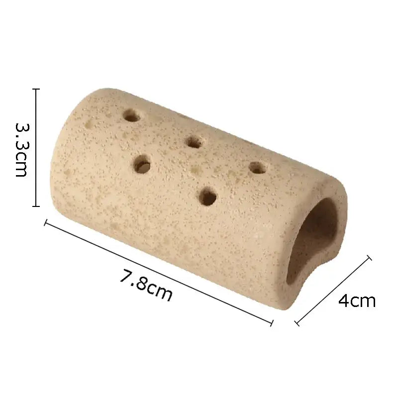 Beige lotus seedpod ceramic incense burner with multiple circular holes and hollow interior for living room decor