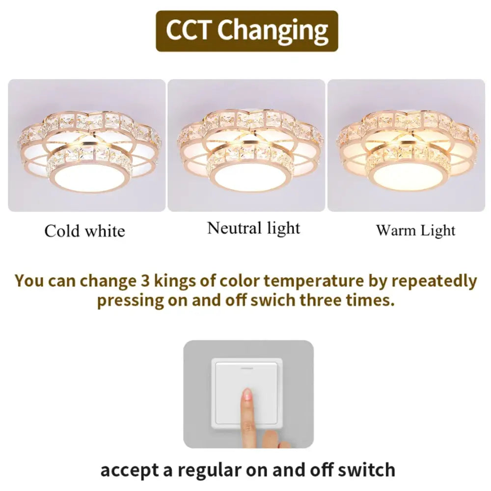 Modern elegant crystal led chandelier ceiling lamp with gold metal frame and crystal embellishments emitting adjustable light