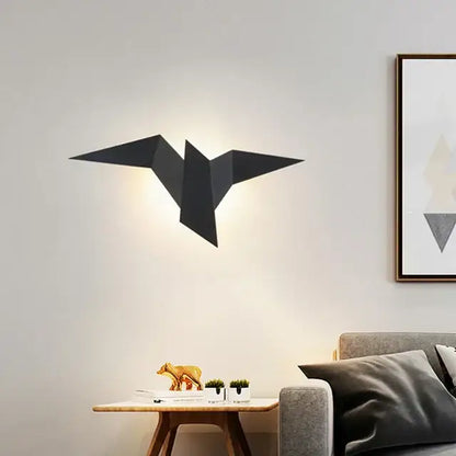 Black origami-style wall lamp with sleek geometric design decorbites elegant triangular led for bedroom study decor