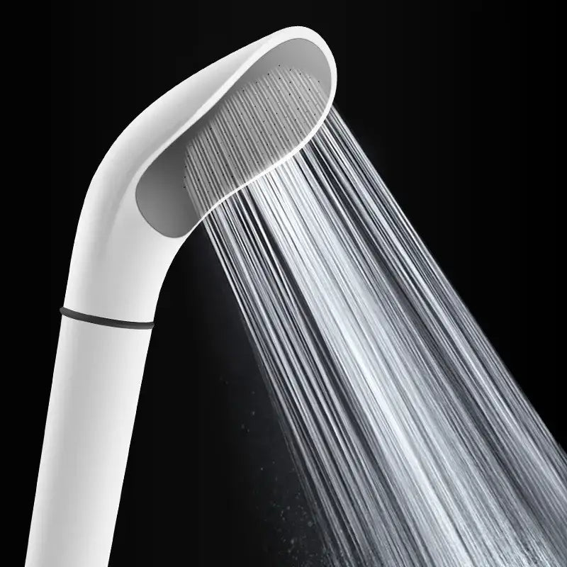 Modern elegant white abs shower head with curved sleek design and smooth matte finish from decorbites elegant white collection
