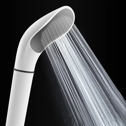 Modern elegant white abs shower head with curved sleek design and smooth matte finish from decorbites elegant white collection